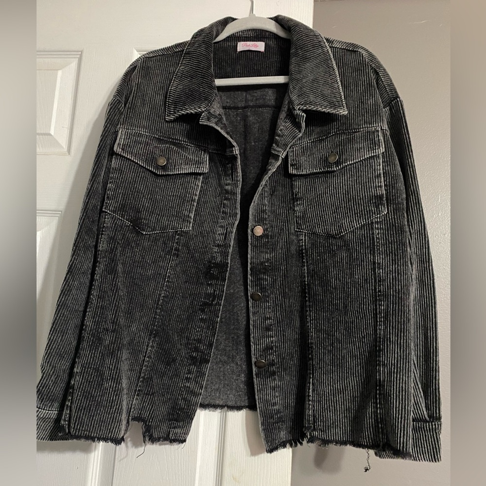 Pink Lily Black Cord Shacket